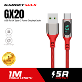 GADGET MAX GX20 USB TO 5A TYPE C POWER DISPLAY CABLE (1M)(5A) - BLACK