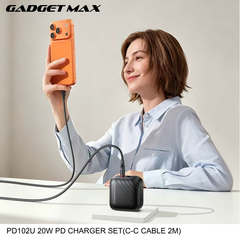 GADGET MAX - PD102U 20W PD Type- C Charger Set - Black