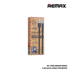 REMAX RC-116M Armor Series 2.4A USB to Micro Charging Data Cable - Black
