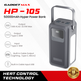 GADGET MAX - HP105 50000mAh Hyper Fast Charging Power Bank (20W+22.5W) - Gray