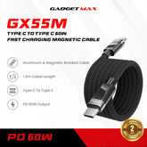 GADGET MAX - GX55M C-C Hyper Series Type-C To Type-C Fast Charging Magnetic Data Cable (60W) - Black