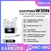 REMAX - COZYPODS W30N ANC+ENC Bluetooth Wireless Earbuds - White