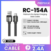 REMAX RC-154A Platinum Pro Series USB to Type-C Charging Data Cable (2.4A) - Black