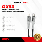 GADGET MAX - GX30 C-C Nano Series Type-C To Type-C PD Fast Charging Data Cable ( 60W ) - White