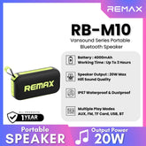 REMAX - RB-M10 Lighting Portable Wireless Bluetooth Speaker (20W) - Black