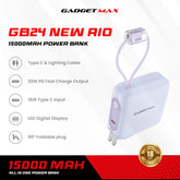 GADGET MAX GB24 AIO Pro Series 15000mAh All-in-One Fast Charging Power Bank - Purple