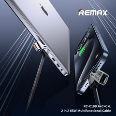 REMAX - RC-C189 A+C-C+L 2 In 2 Charging Data Cable (65W) - Black
