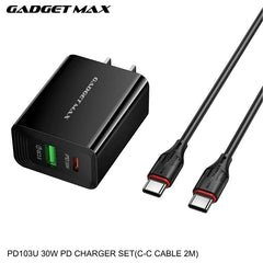 GADGET MAX - PD103U 30W PD (USB-A+USB-C) Charger Set - Black
