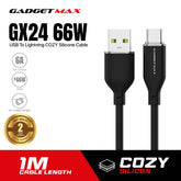 GADGET MAX GX24 66W USB TO TYPE C 6A MAX COZY SILCONE CABLE (6A )(1M) - PINK