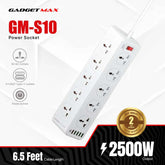 GADGET MAX GM-S10 SC10610 (5USB/1TYPE-C) POWER SOCKET PD+QC 3.0 HIGH PERFORMANCE POWER SHRIP 2500W (10SOCKET/5USB/1TYPE-C) (30W) (2M) (Power Socket)