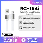 REMAX RC-154i Platinum Pro Series USB to iPhone Charging Data Cable (2.4A) - White