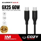 GADGET MAX GX25 60W TYPE C TO TYPE C 3A MAX COZY SILCONE CABLE (1M)(60W) - WHITE