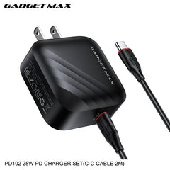 GADGET MAX - PD102 25W PD Type-C Charger Set - Black