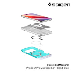 Spigen - Classic C1 Magfit Case For iPhone 17 Pro Max - Bondi Blue