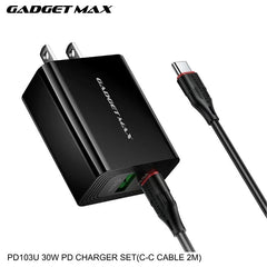 GADGET MAX - PD103U 30W PD (USB-A+USB-C) Charger Set - Black