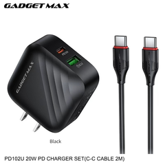 GADGET MAX - PD102U 20W PD Type- C Charger Set - Black