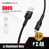 GADGET MAX GX05 MICRO 2.4A AUTO DISCONNECT DATA CABLE FOR MICRO (2.4A)(1.2M) - RED