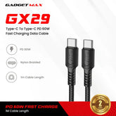 GADGET MAX - GX29 C-C Woven Series Type-C To Type-C Fast Charging Data Cable (60W) - Black