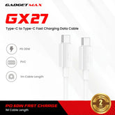 GADGET MAX - GX27 C-C TPE Series Type-C To Type-C Fast Charging Data Cable (60W) - White