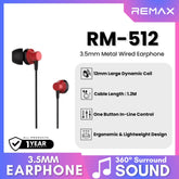 REMAX - RM-512 3.5mm Metal Wired Earphone - Red