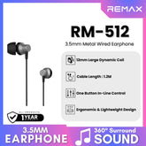REMAX - RM-512 3.5mm Metal Wired Earphone - Black
