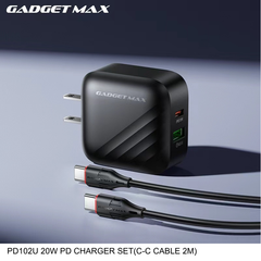 GADGET MAX - PD102U 20W PD Type- C Charger Set - Black