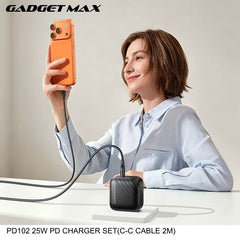GADGET MAX - PD102 25W PD Type-C Charger Set - Black