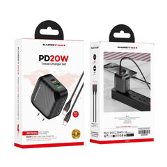 GADGET MAX - PD102U 20W PD Type- C Charger Set - Black