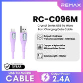 REMAX - RC-C096M Crystal Series USB to Micro Fast Charging Data Cable (2.4A) - Purple
