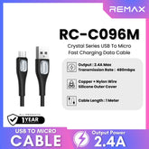 REMAX - RC-C096M Crystal Series USB to Micro Fast Charging Data Cable (2.4A) - Black