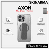 SKINARMA - iPhone 16 Pro Max 6.9" AXON Mag-Charge and Grip-Stand Case - Titanium