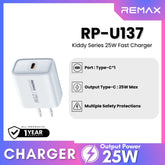 REMAX RP-U137 Kiddy Series 25W Fast Charger (1PD) - White