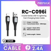 REMAX - RC-C096i Crystal Series USB to Lightning Fast Charging Data Cable ( 2.4A ) - Black