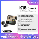 REMAX - K18 Type-C 2 In 1 Wireless Microphone - Black