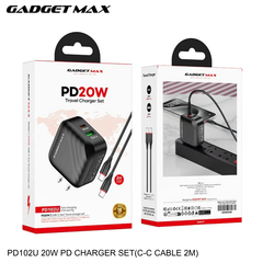 GADGET MAX - PD102U 20W PD Type- C Charger Set - Black