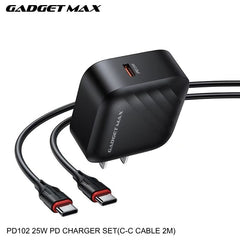 GADGET MAX - PD102 25W PD Type-C Charger Set - Black
