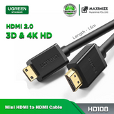 UGREEN HD108 High quality Mini HDMI to HDMI Cable for Tablet MP4 (1.5m) - Intl