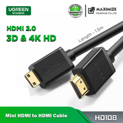 UGREEN - HD108 High quality Mini HDMI to HDMI Cable (1.5m)