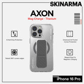 SKINARMA - iPhone 16 Pro 6.3" AXON Mag-Charge and Grip-Stand Case - Titanium