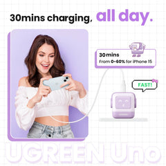 UGREEN - CD359 Uno Robot GaN Type-C Charger (30W) - Purple