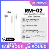 REMAX - RM-02 3.5mm Magic Sound Wired Earphone - Platinum Gold