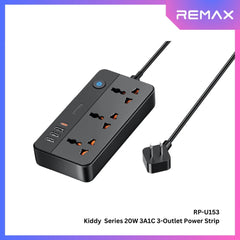 REMAX - RP-U153 Kiddy Series 20W Power Strip (US) (1.5M) - Black