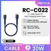 REMAX - RC-C022 C-L Ledy Series Type-C to Lightning PD Fast Charging Data Cable (20W) - Blue