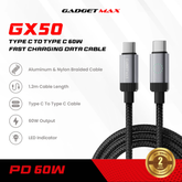 GADGET MAX - GX50 C-C Prime Series Type-C To Type-C Fast Charging Data Cable (60W) - Black