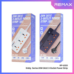 REMAX - RP-U153 Kiddy Series 20W Power Strip (US) (1.5M) - Black
