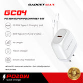 GADGET MAX - GC04 20W Super PD Charger Set With C-C 60W Cable - White