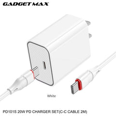 GADGET MAX - PD101S 20W PD Type-C Charger Set - White