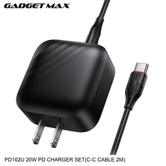 GADGET MAX - PD102U 20W PD Type- C Charger Set - Black