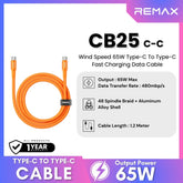 REMAX - CB25 C-C Wind Speed 65W USB To Type-C Fast Charging Data Cable - Orange