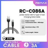 REMAX - RC-C086 A-C Janker Series USB to Type-C Fast Charging Data Cable ( 3A ) - Black